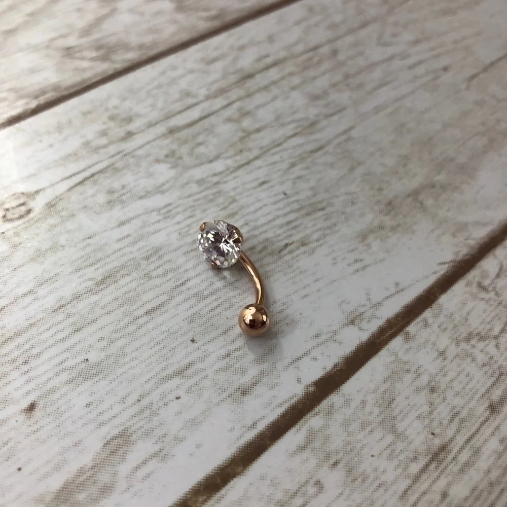 GOLDTONE Cubic Zirconia Belly Ring Bundle Body Jewelry (Three)